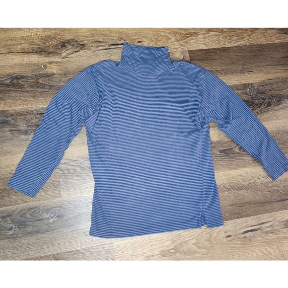 Vintage 80s Eddie Bauer Striped Cotton Turtleneck Shirt – Made in Singapore Sz L - Picture 2 of 15